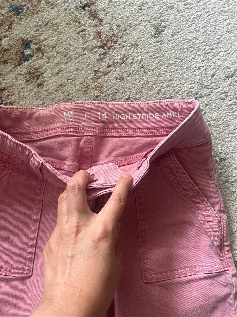 GAP  Girls High Stride Wide Leg Ankle Jeans 14 | 155CM Sugar Pink Denim